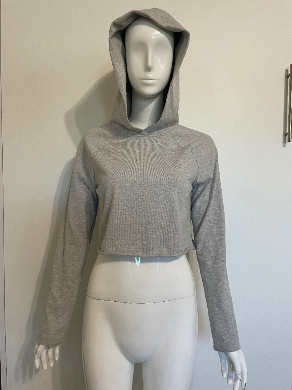 H & M Divided Cropped Lightweight Hoodie in Grey, Small